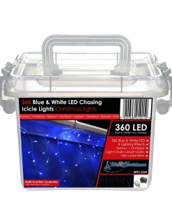 WeRChristmas 360 Icicle LED Light String, Blue/White, 8.8 M^ Icicle Lights
