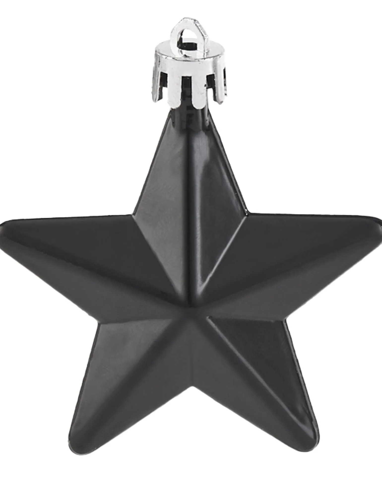 WeRChristmas 6 Pack Of Hanging Stars, Black, 7.5 Cm^ Shatterproof Baubles