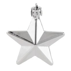 WeRChristmas 6 Pack Of Hanging Stars, Silver, 7.5 Cm^ Shatterproof Baubles