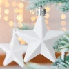 WeRChristmas 6 Pack Of Hanging Stars, White, 7.5 Cm^ Shatterproof Baubles