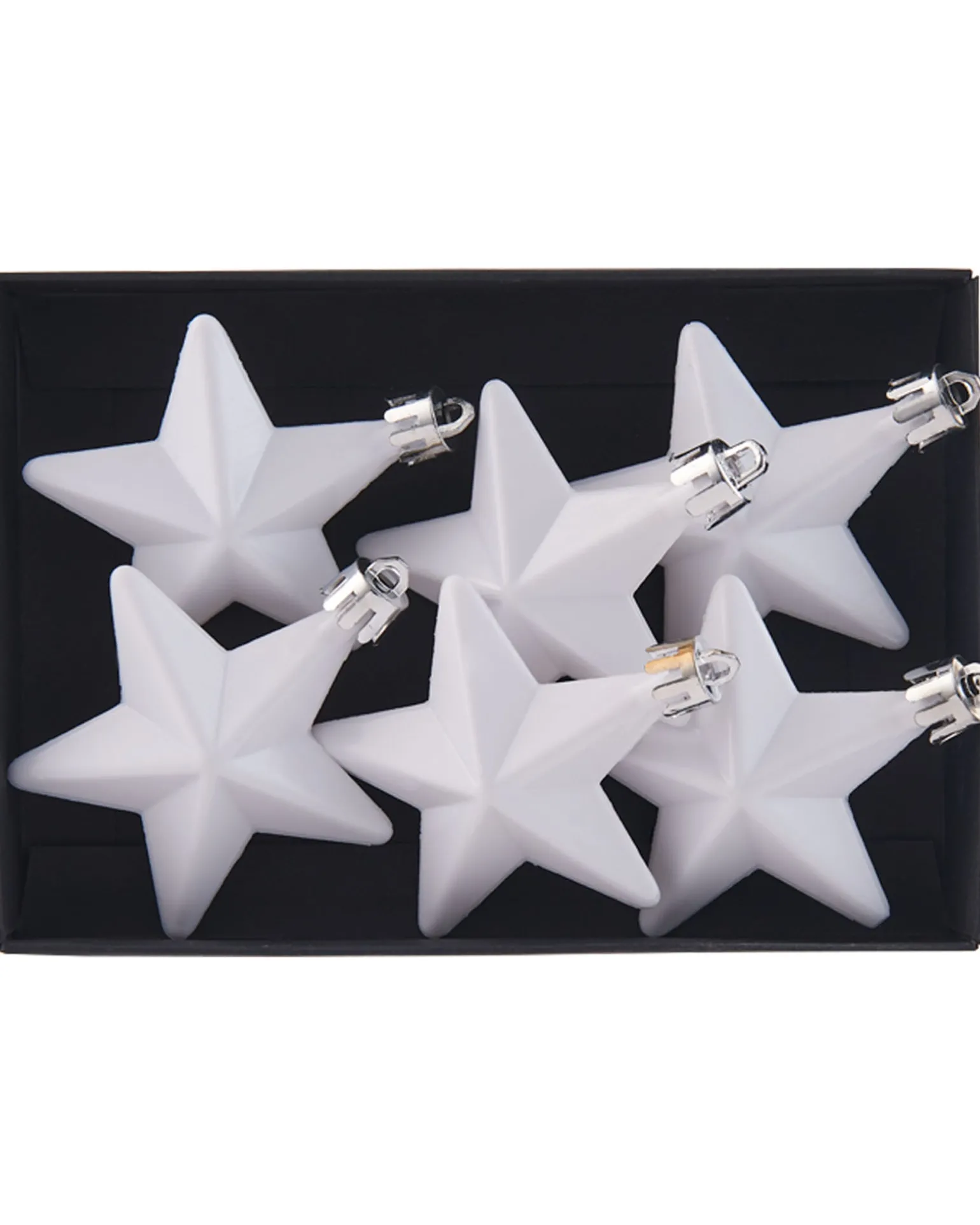 WeRChristmas 6 Pack Of Hanging Stars, White, 7.5 Cm^ Shatterproof Baubles