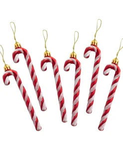 WeRChristmas 6 Pack Of Shatterproof Candy Canes, Red, 13 Cm^ Shatterproof Baubles