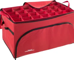 WeRChristmas 72 Piece Decoration And Ornament Storage Box, Red, 38 Cm^ Storage Bags|Storage Bags