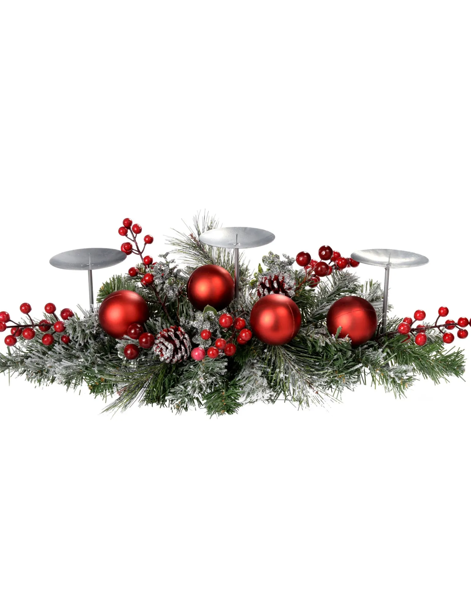 WeRChristmas 3 Pillar Decorated Candle Holder, Frosted^ Table Decorations|Candle Holder Garlands