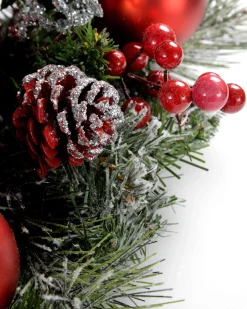 WeRChristmas 3 Pillar Decorated Candle Holder, Frosted^ Table Decorations|Candle Holder Garlands