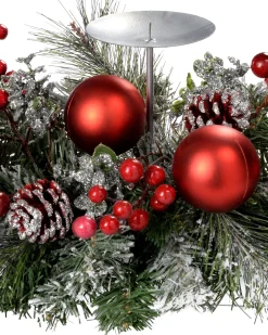 WeRChristmas 3 Pillar Decorated Candle Holder, Frosted^ Table Decorations|Candle Holder Garlands