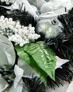 WeRChristmas 3 Pillar Decorated Garland Candle Holder, Black/Silver, 76 Cm^ Table Decorations|Candle Holder Garlands