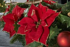 WeRChristmas 3 Pillar Decorated Garland Candle Holder, Red, 76 Cm^ Table Decorations|Candle Holder Garlands