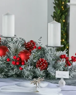 WeRChristmas 3 Pillar Decorated Garland Candle Holder, Frosted, 76 Cm^ Table Decorations|Decorated Garlands