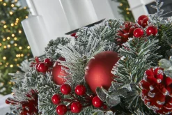 WeRChristmas 3 Pillar Decorated Garland Candle Holder, Frosted, 76 Cm^ Table Decorations|Decorated Garlands