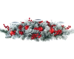 WeRChristmas 3 Pillar Decorated Garland Candle Holder, Frosted, 76 Cm^ Table Decorations|Decorated Garlands