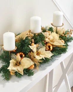 WeRChristmas 3 Pillar Decorated Garland Candle Holder, Copper, 76 Cm^ Table Decorations|Candle Holder Garlands