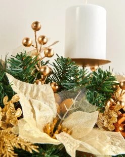 WeRChristmas 3 Pillar Decorated Garland Candle Holder, Copper, 76 Cm^ Table Decorations|Candle Holder Garlands