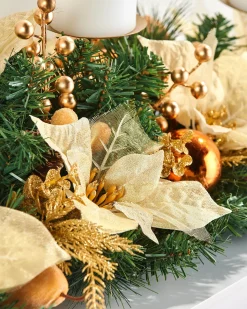 WeRChristmas 3 Pillar Decorated Garland Candle Holder, Copper, 76 Cm^ Table Decorations|Candle Holder Garlands