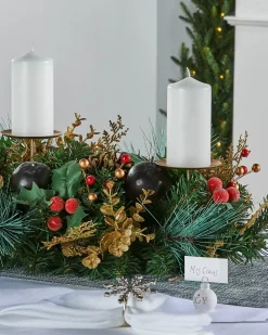 WeRChristmas 3 Pillar Decorated Garland Candle Holder, 76 Cm^ Table Decorations|Candle Holder Garlands