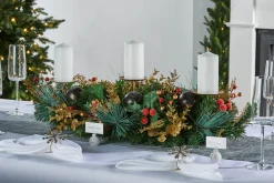 WeRChristmas 3 Pillar Decorated Garland Candle Holder, 76 Cm^ Table Decorations|Candle Holder Garlands