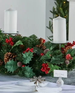 WeRChristmas 3 Pillar Decorated Garland Candle Holder, Red, 76 Cm^ Table Decorations|Candle Holder Garlands