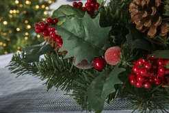 WeRChristmas 3 Pillar Decorated Garland Candle Holder, Red, 76 Cm^ Table Decorations|Candle Holder Garlands
