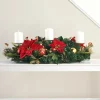 WeRChristmas 3 Pillar Decorated Garland Candle Holder, Red/Gold, 76 Cm^ Table Decorations|Candle Holder Garlands