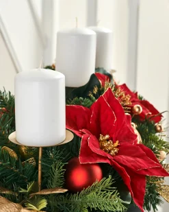 WeRChristmas 3 Pillar Decorated Garland Candle Holder, Red/Gold, 76 Cm^ Table Decorations|Candle Holder Garlands