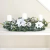 WeRChristmas 3 Pillar Decorated Garland Candle Holder, White/Silver, 76 Cm^ Table Decorations|Candle Holder Garlands