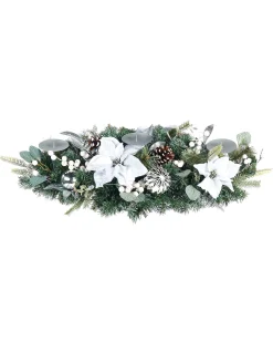 WeRChristmas 3 Pillar Decorated Garland Candle Holder, White/Silver, 76 Cm^ Table Decorations|Candle Holder Garlands