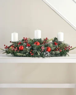 WeRChristmas 3 Pillar Decorated Garland Candle Holder, 76 Cm^ Table Decorations|Candle Holder Garlands