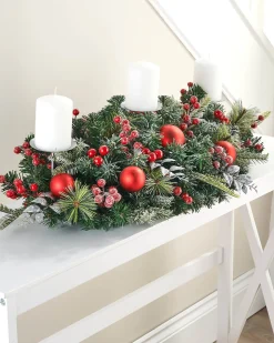 WeRChristmas 3 Pillar Decorated Garland Candle Holder, 76 Cm^ Table Decorations|Candle Holder Garlands