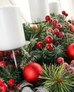 WeRChristmas 3 Pillar Decorated Garland Candle Holder, 76 Cm^ Table Decorations|Candle Holder Garlands