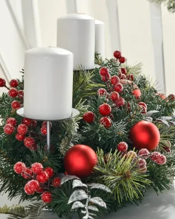 WeRChristmas 3 Pillar Decorated Garland Candle Holder, 76 Cm^ Table Decorations|Candle Holder Garlands