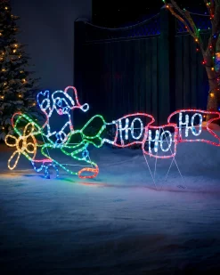 WeRChristmas Animated Flying Santa Rope Light Silhouette, 190 Cm^ Christmas Characters