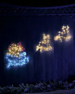 WeRChristmas Animated Reindeer With Santa Sleigh Rope Light Silhouette, 1 M^ Christmas Characters|Outdoor Lighted Reindeer