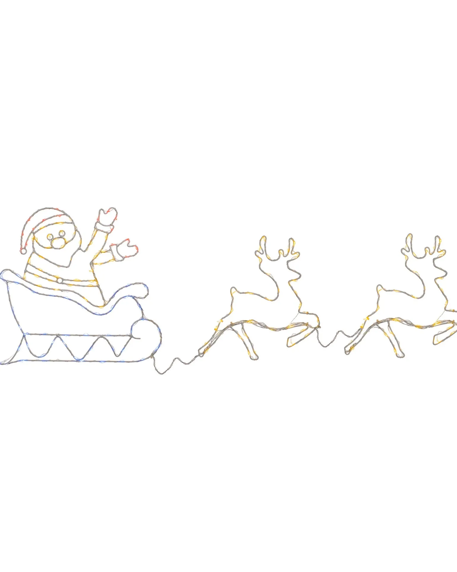 WeRChristmas Animated Reindeer With Santa Sleigh Rope Light Silhouette, 1 M^ Christmas Characters|Outdoor Lighted Reindeer