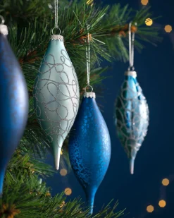 WeRChristmas Antarctica Blue Glass Baubles, 5 Pack, 15 Cm^ Glass Baubles