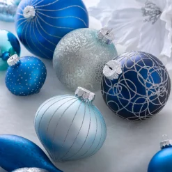 WeRChristmas Antarctica Blue Glass Baubles, 5 Pack, 15 Cm^ Glass Baubles