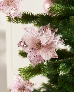 WeRChristmas Artificial Baby Pink Poinsettia Flower With Clip, 3 Pack, 12 Cm^ Flowers & Foliage|Flowers & Foliage