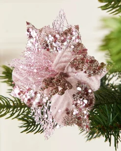 WeRChristmas Artificial Baby Pink Poinsettia Flower With Clip, 3 Pack, 12 Cm^ Flowers & Foliage|Flowers & Foliage