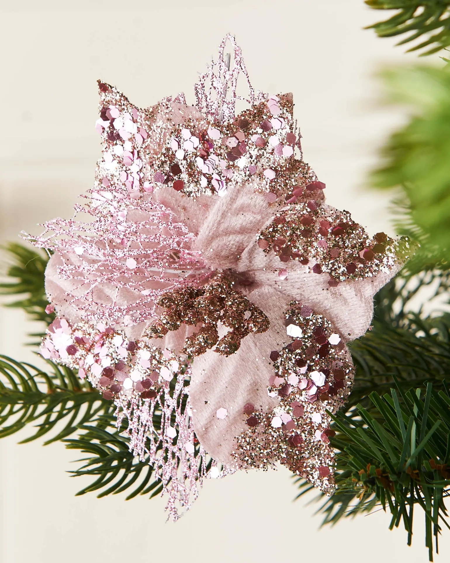 WeRChristmas Artificial Baby Pink Poinsettia Flower With Clip, 3 Pack, 12 Cm^ Flowers & Foliage|Flowers & Foliage