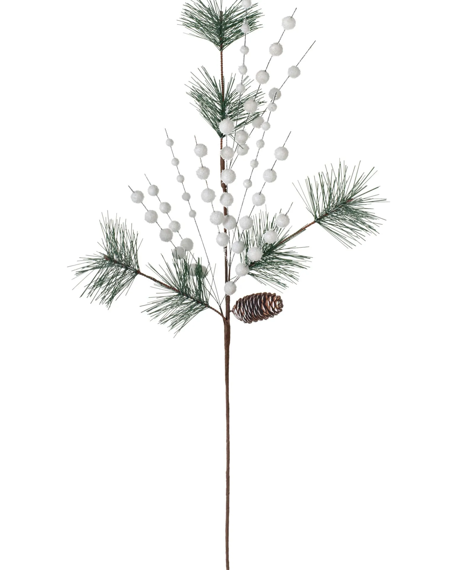 WeRChristmas Artificial Berries And Pinecone Pick, White, 66 Cm^ Flowers & Foliage|Flowers & Foliage
