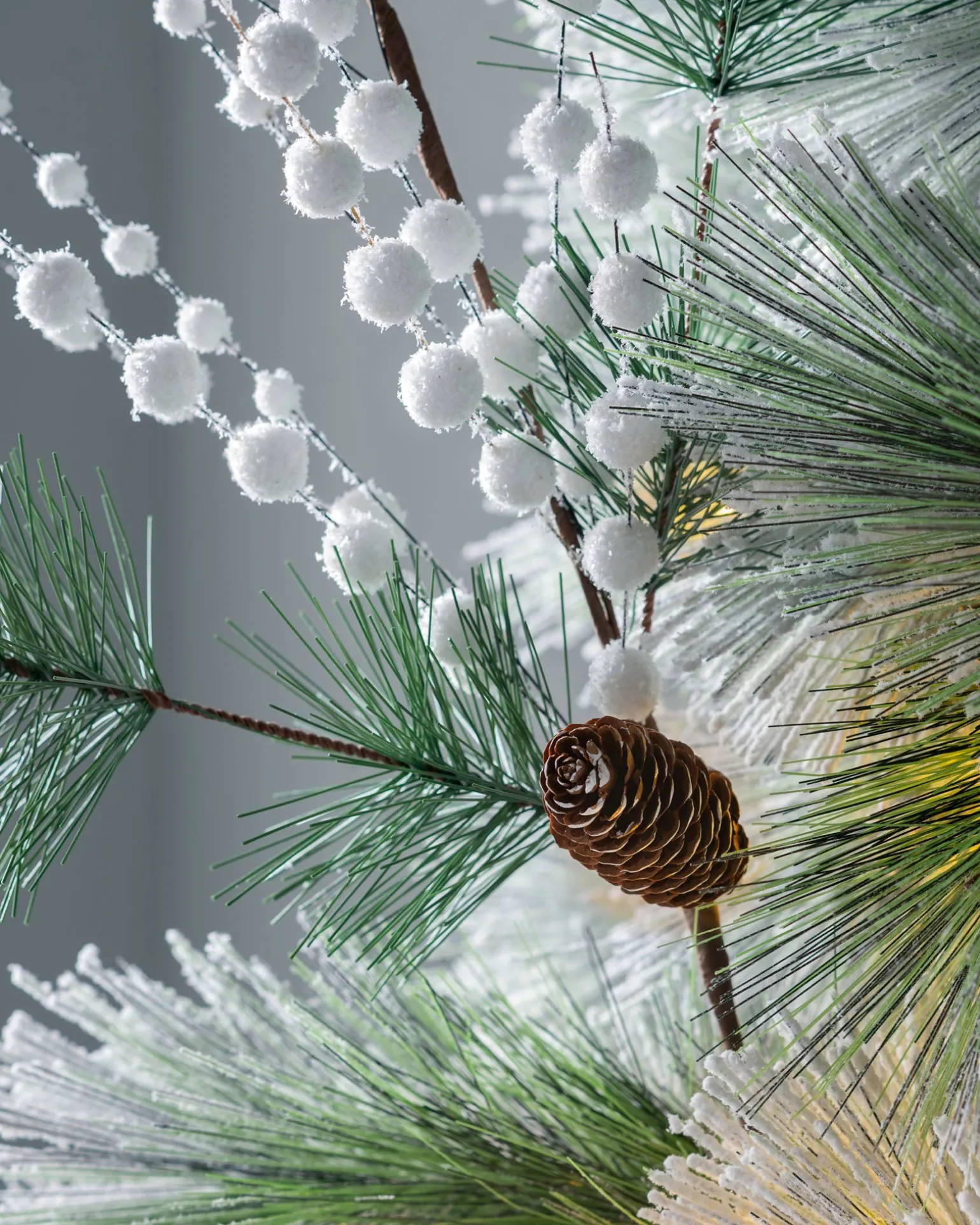 WeRChristmas Artificial Berries And Pinecone Pick, White, 66 Cm^ Flowers & Foliage|Flowers & Foliage