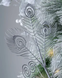 WeRChristmas Artificial Feather Pick, Silver, 62 Cm^ Flowers & Foliage|Flowers & Foliage