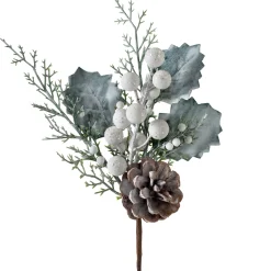 WeRChristmas Artificial Frosted Berries And Pinecones Pick, 20 Cm^ Flowers & Foliage|Flowers & Foliage