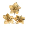 WeRChristmas Artificial Gold Poinsettia Flower With Clip, 3 Pack, 12 Cm^ Flowers & Foliage|Flowers & Foliage