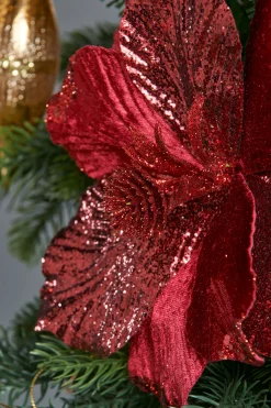 WeRChristmas Artificial Magnolia Flower, Red, 25 Cm^ Flowers & Foliage|Flowers & Foliage
