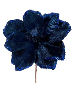 WeRChristmas Artificial Magnolia Flower, Navy, 26 Cm^ Flowers & Foliage|Flowers & Foliage