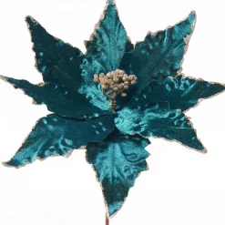 WeRChristmas Artificial Poinsettia Flower, Turquoise, 28 Cm^ Flowers & Foliage|Flowers & Foliage