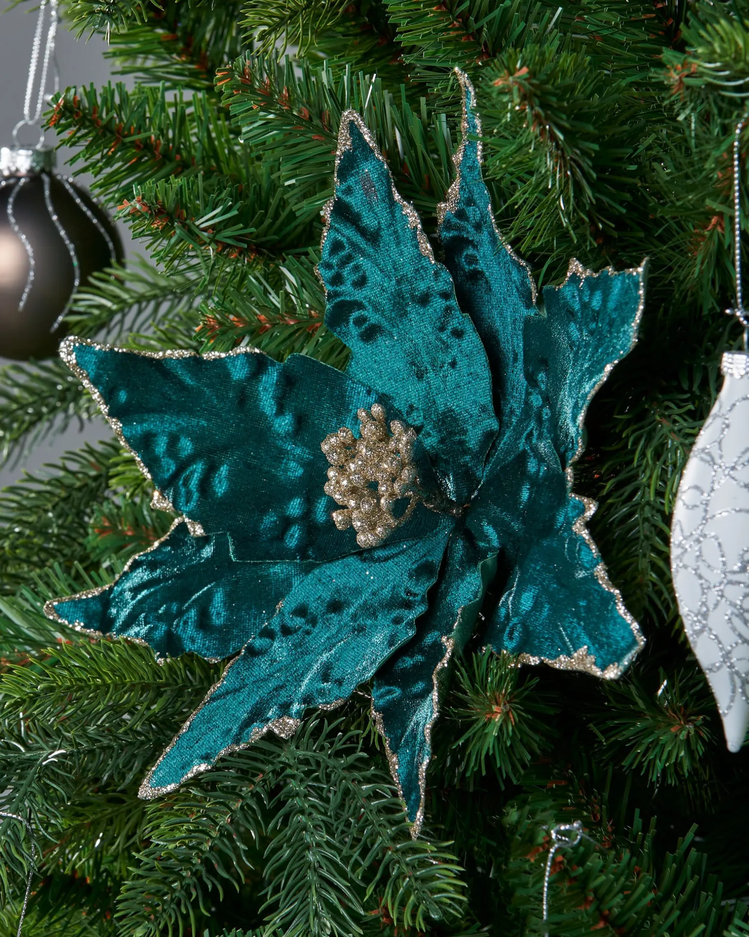 WeRChristmas Artificial Poinsettia Flower, Turquoise, 28 Cm^ Flowers & Foliage|Flowers & Foliage
