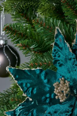 WeRChristmas Artificial Poinsettia Flower, Turquoise, 28 Cm^ Flowers & Foliage|Flowers & Foliage