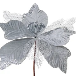 WeRChristmas Artificial Poinsettia Flower, Silver, 30 Cm^ Flowers & Foliage|Flowers & Foliage