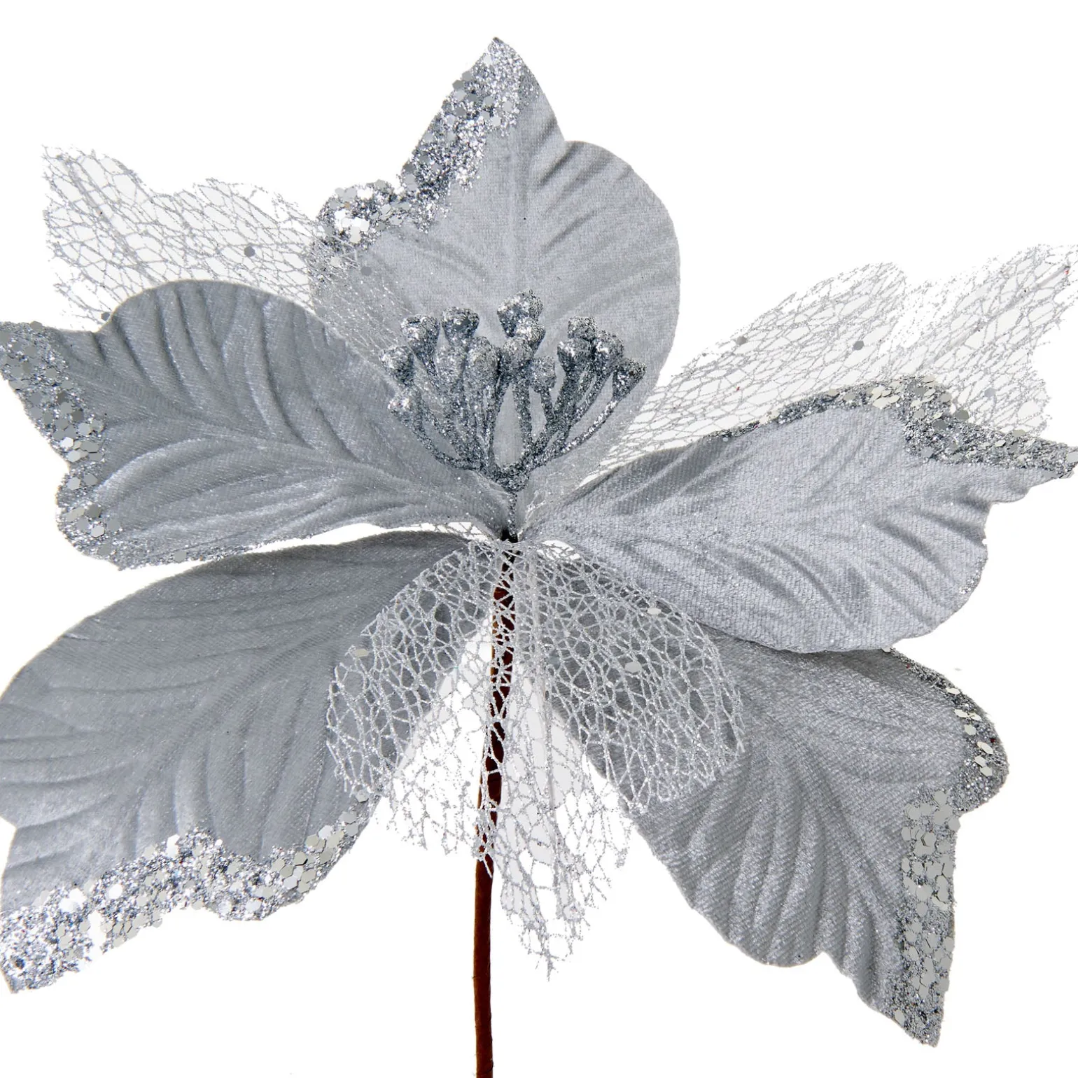WeRChristmas Artificial Poinsettia Flower, Silver, 30 Cm^ Flowers & Foliage|Flowers & Foliage
